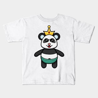 Sticker and Label Of Cute Baby Panda With Crown Kids T-Shirt